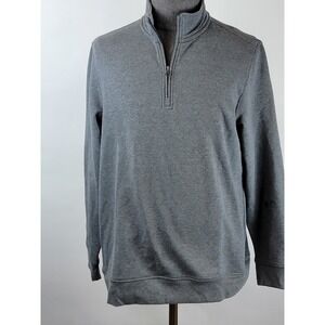 Club Room Sweater Mens Medium Gray Mock Neck 1/4 Zip Stretch Long Sleeve NWT